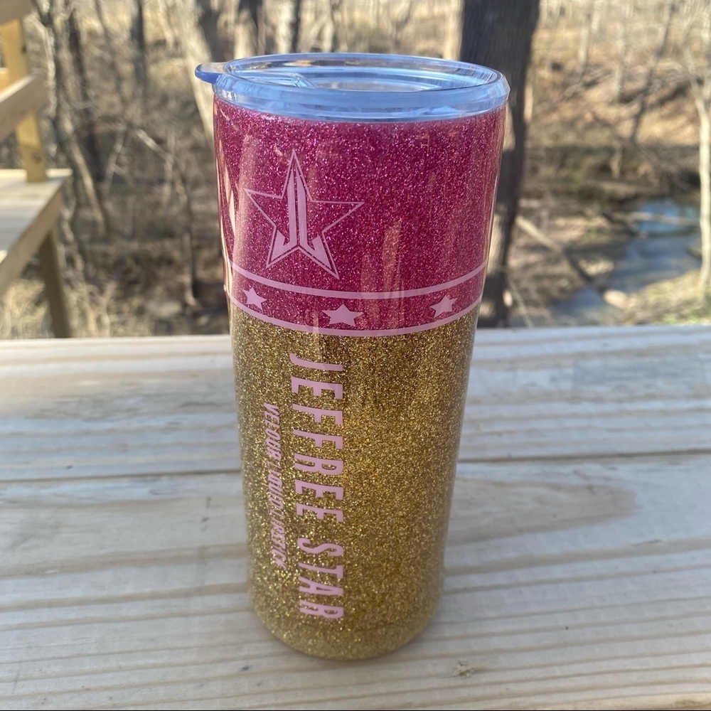 Jeffree Star | Pink & Gold Glitter Tumbler Mug